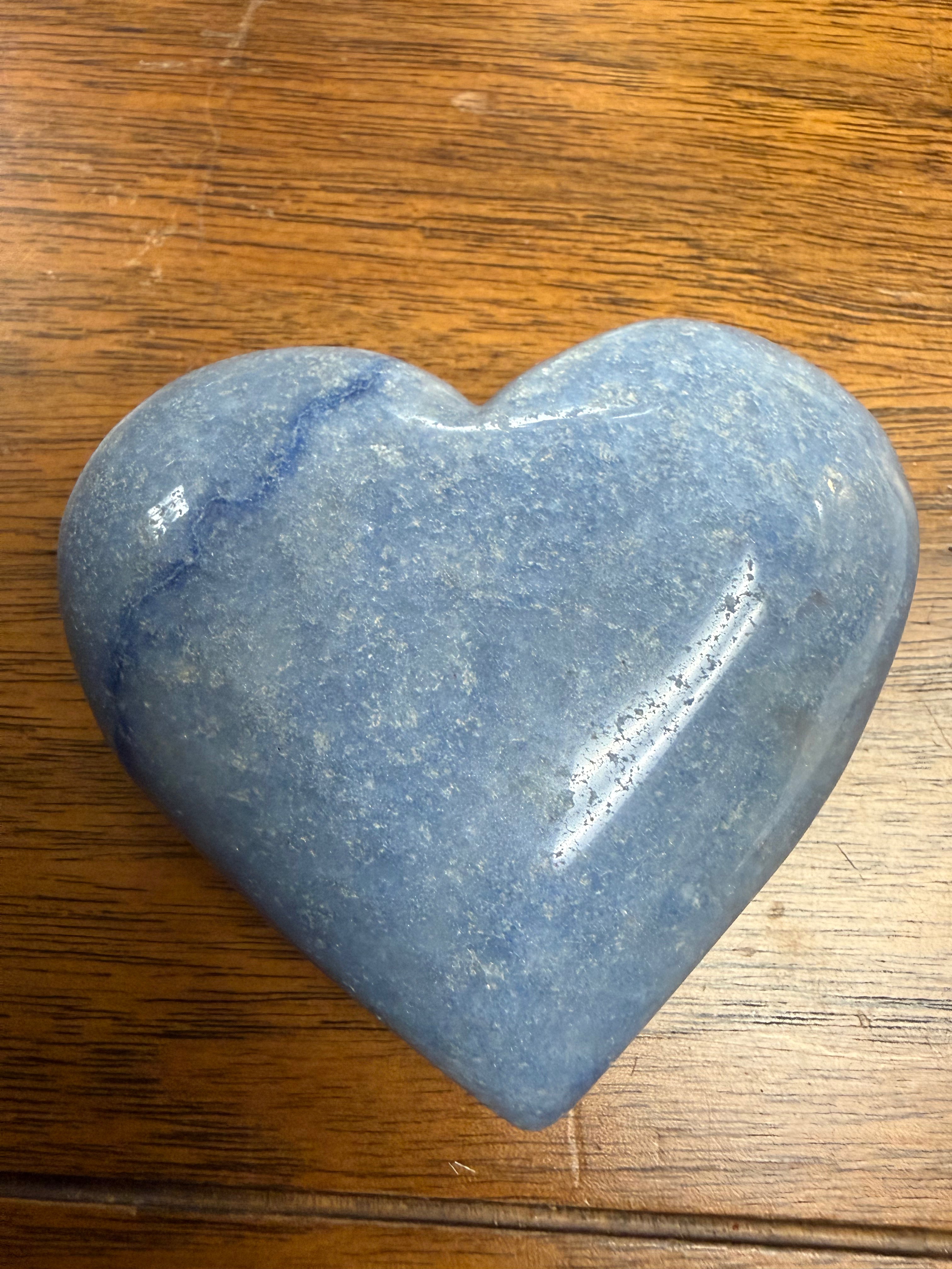 Blue Calcite Heart-Shaped Polished Crystal