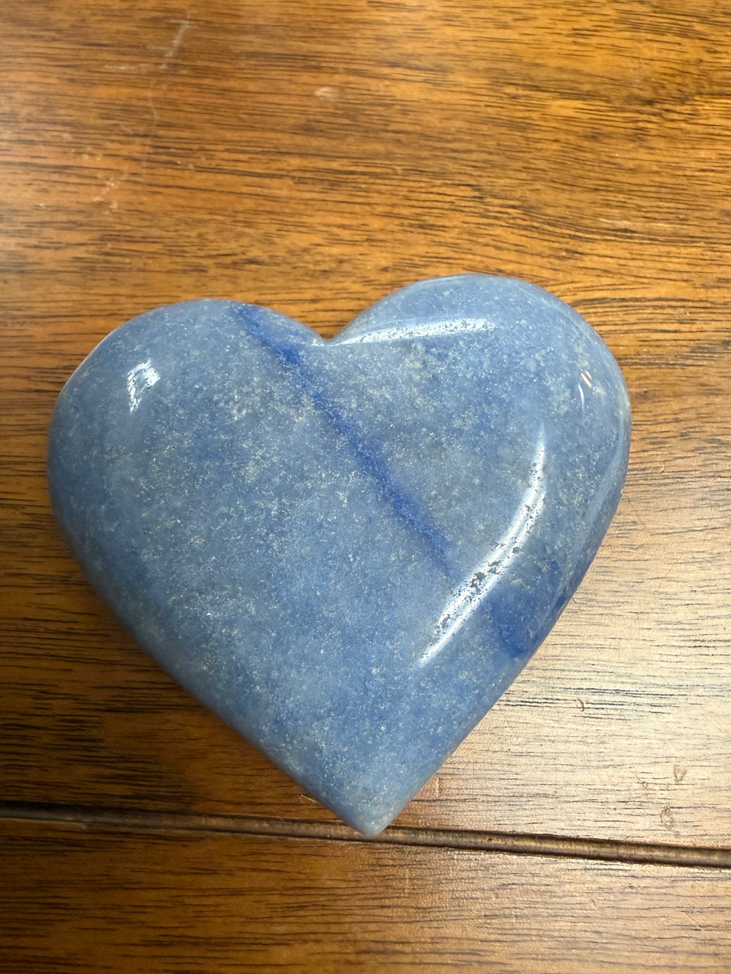 Blue Calcite Heart-Shaped Polished Crystal