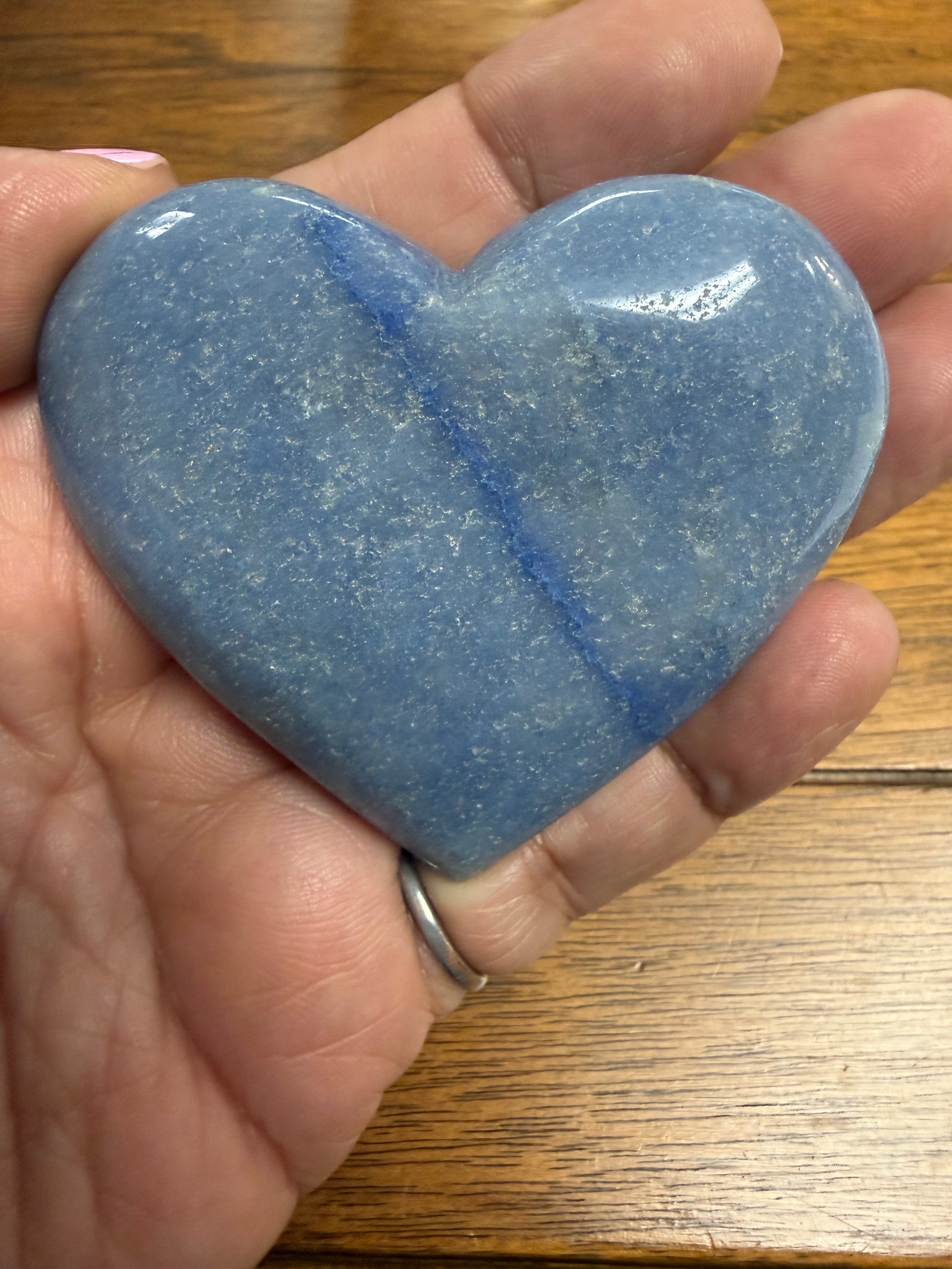 Blue Calcite Heart-Shaped Polished Crystal
