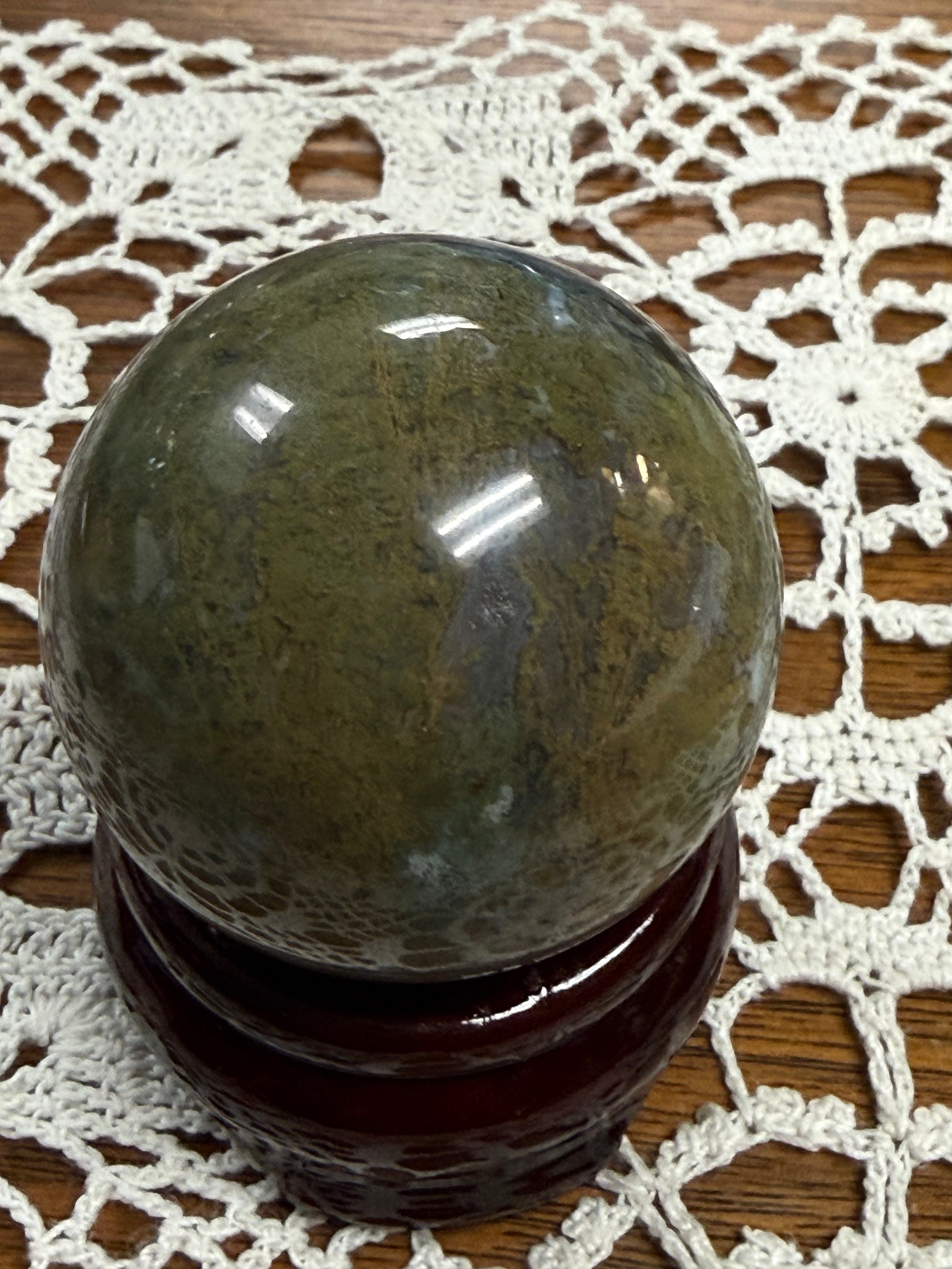 Green Moss Agate Crystal Sphere