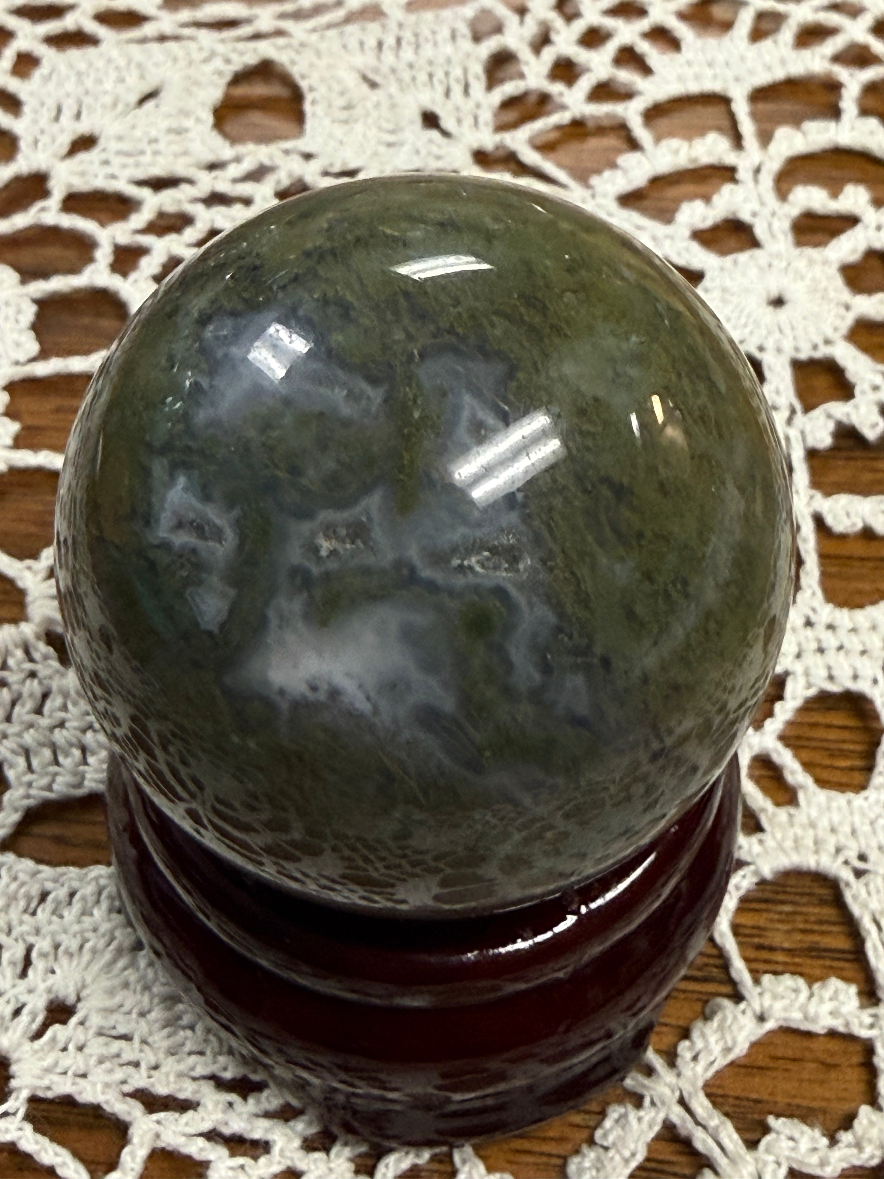 Green Moss Agate Crystal Sphere