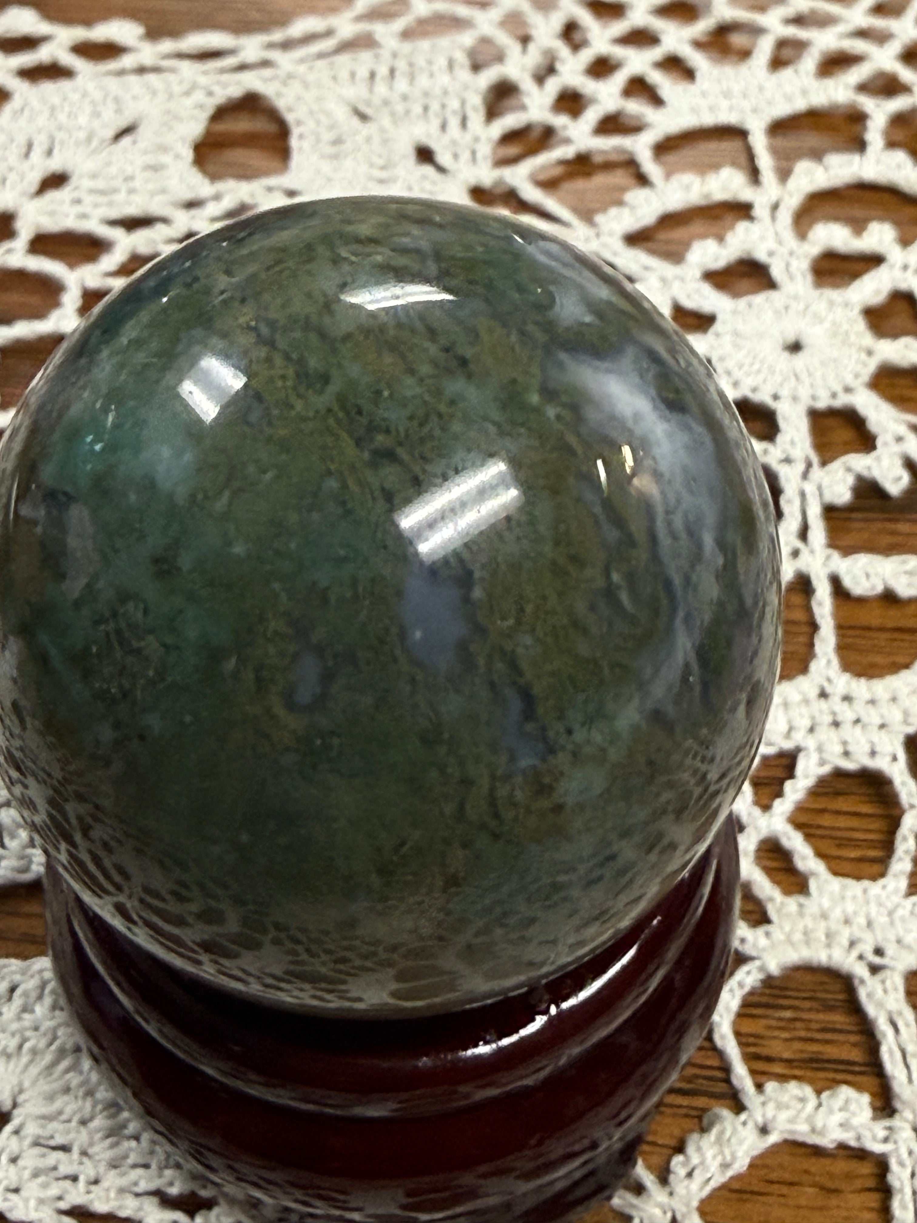 Green Moss Agate Crystal Sphere