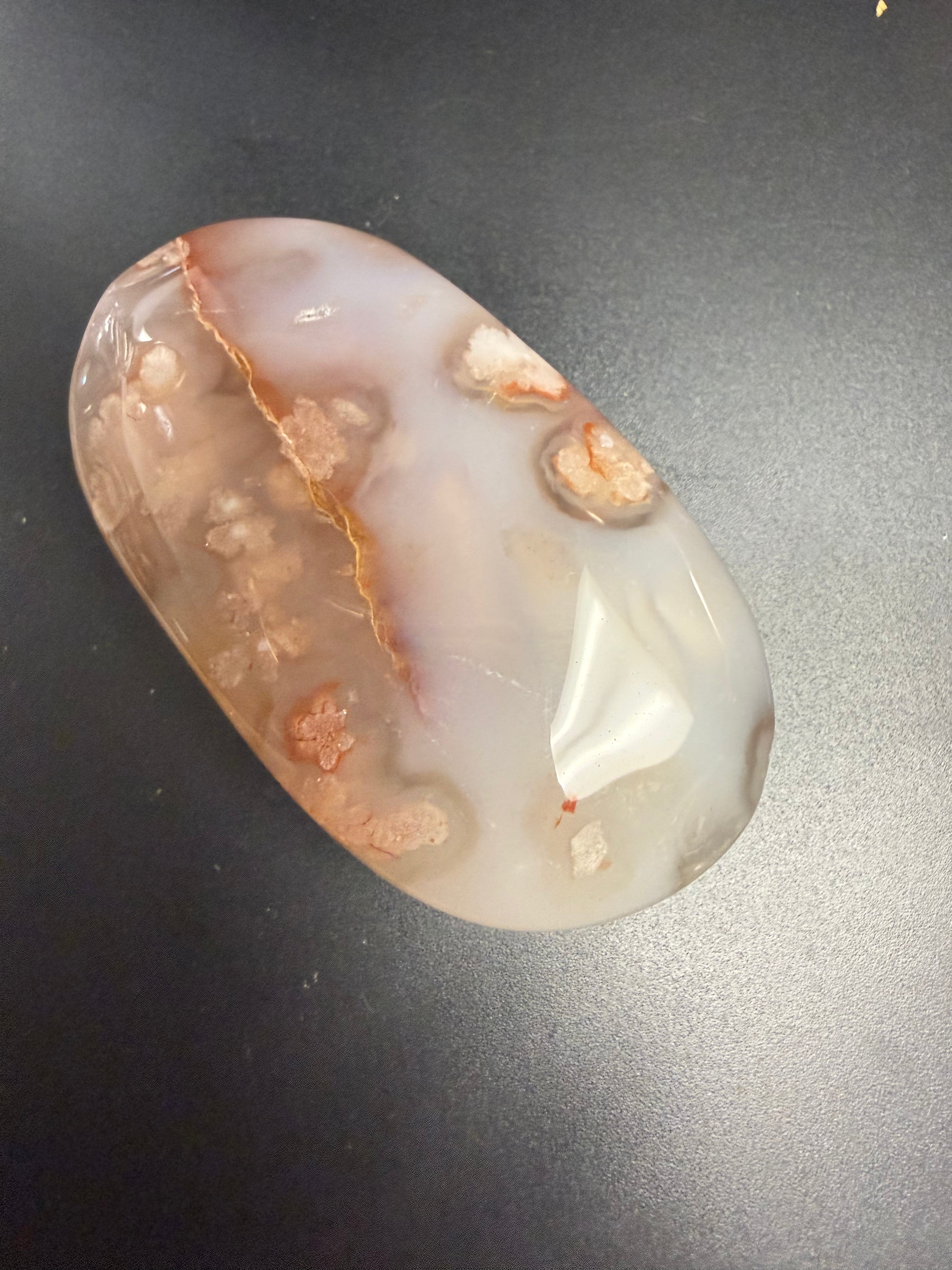 Flower Agate Palm Stone