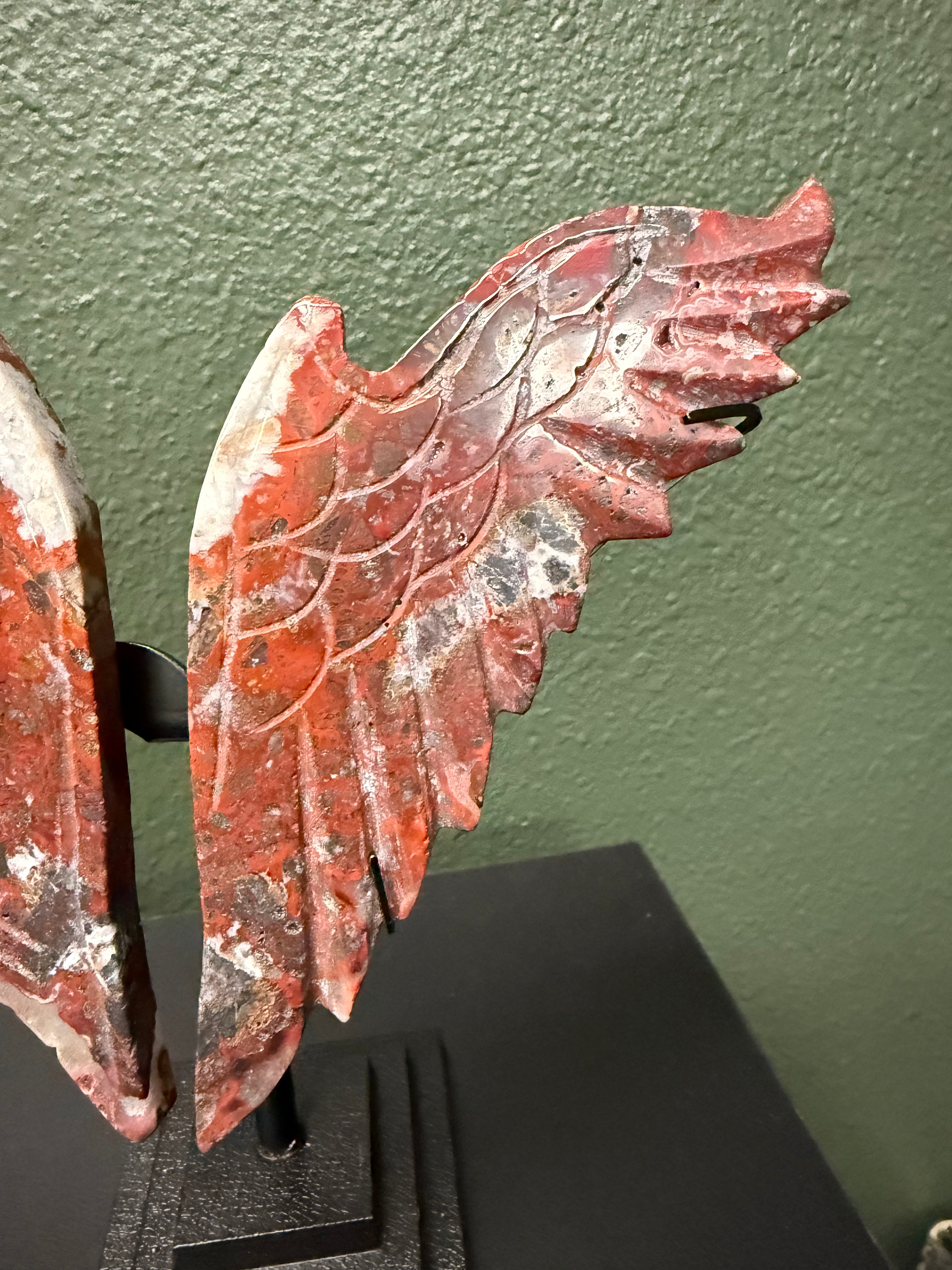 Crazy Lace Agate Angel Wings with Stand