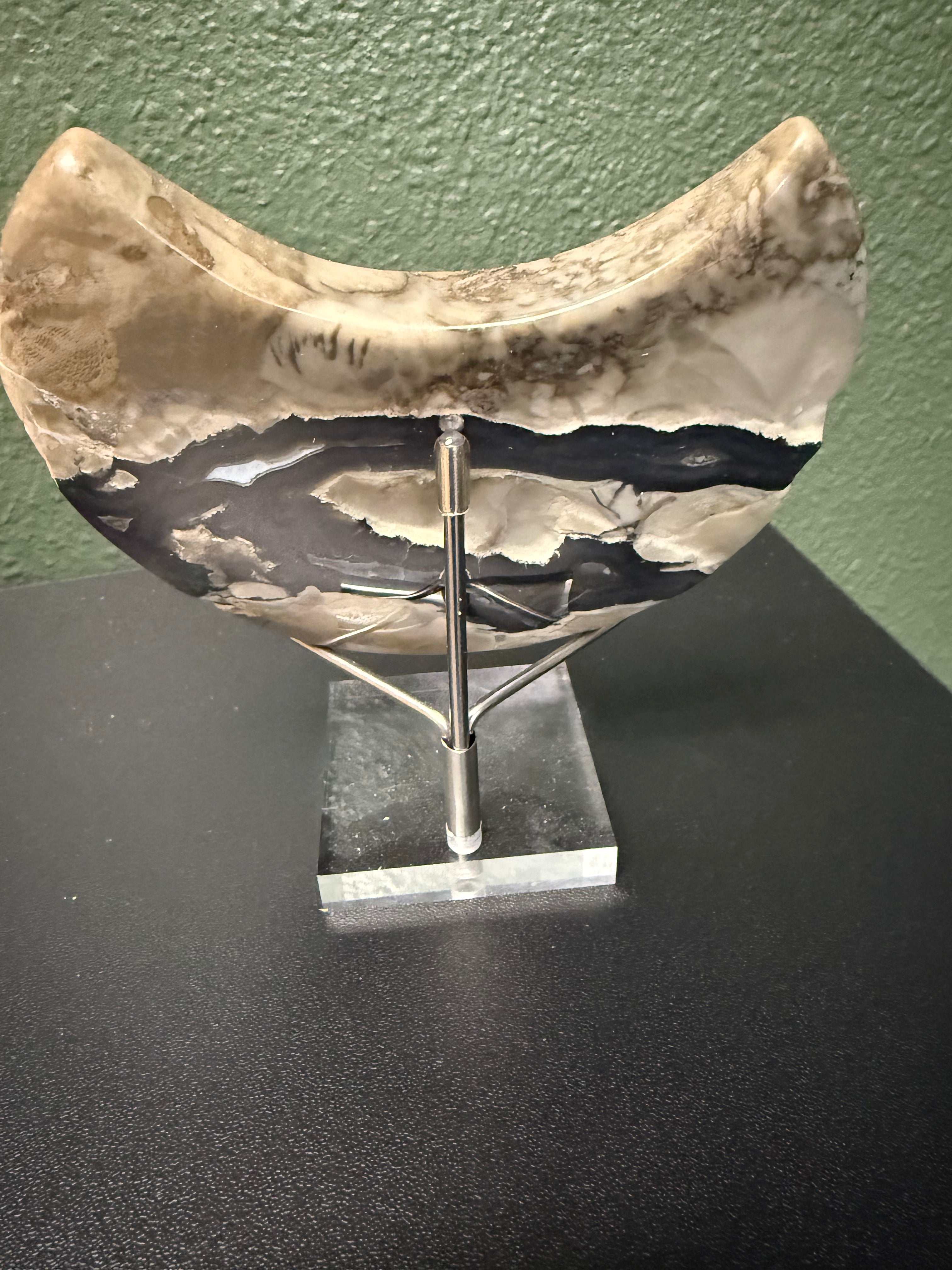 Volcanic Agate Crescent Moon with Stand