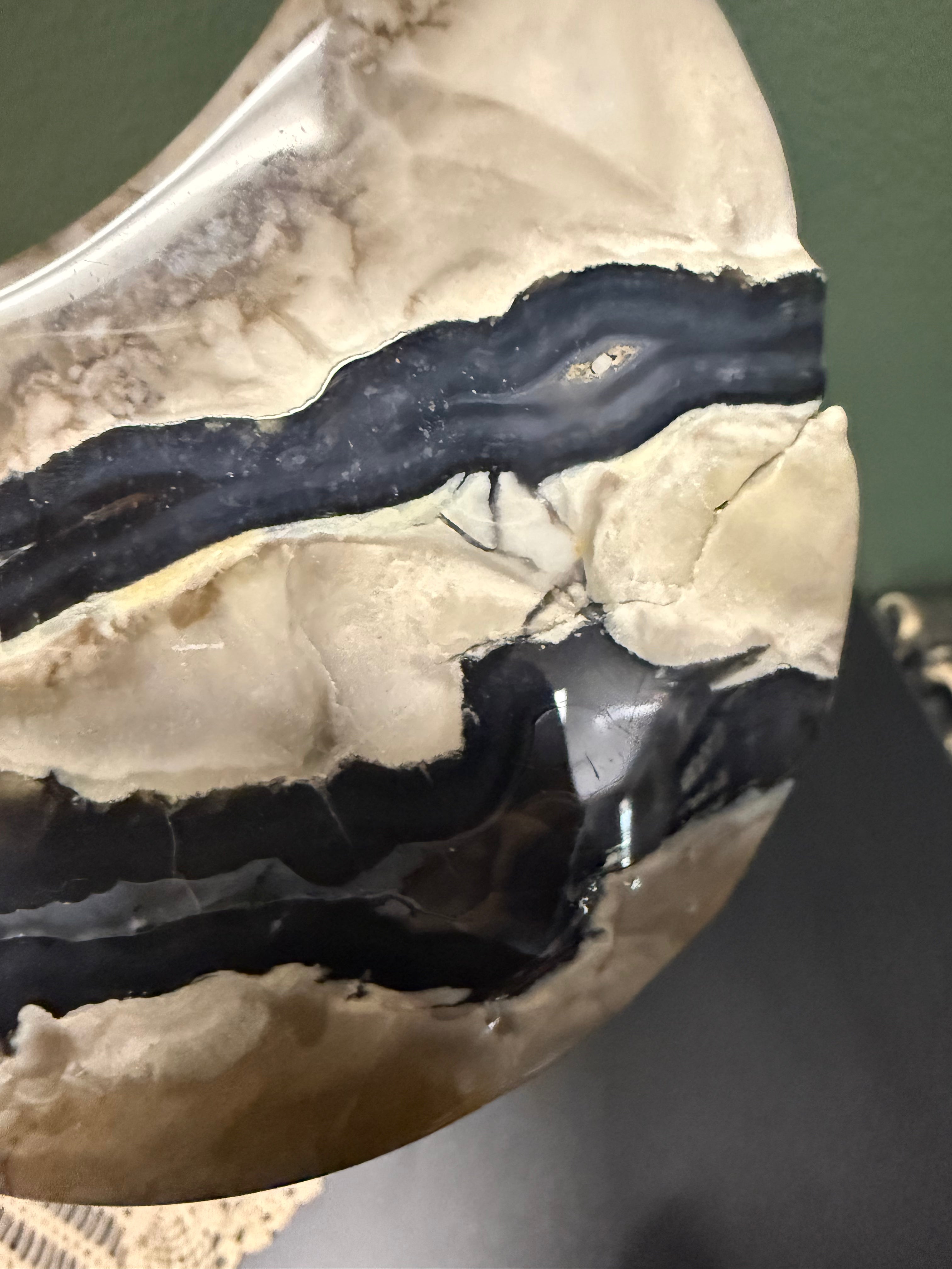 Volcanic Agate Crescent Moon with Stand