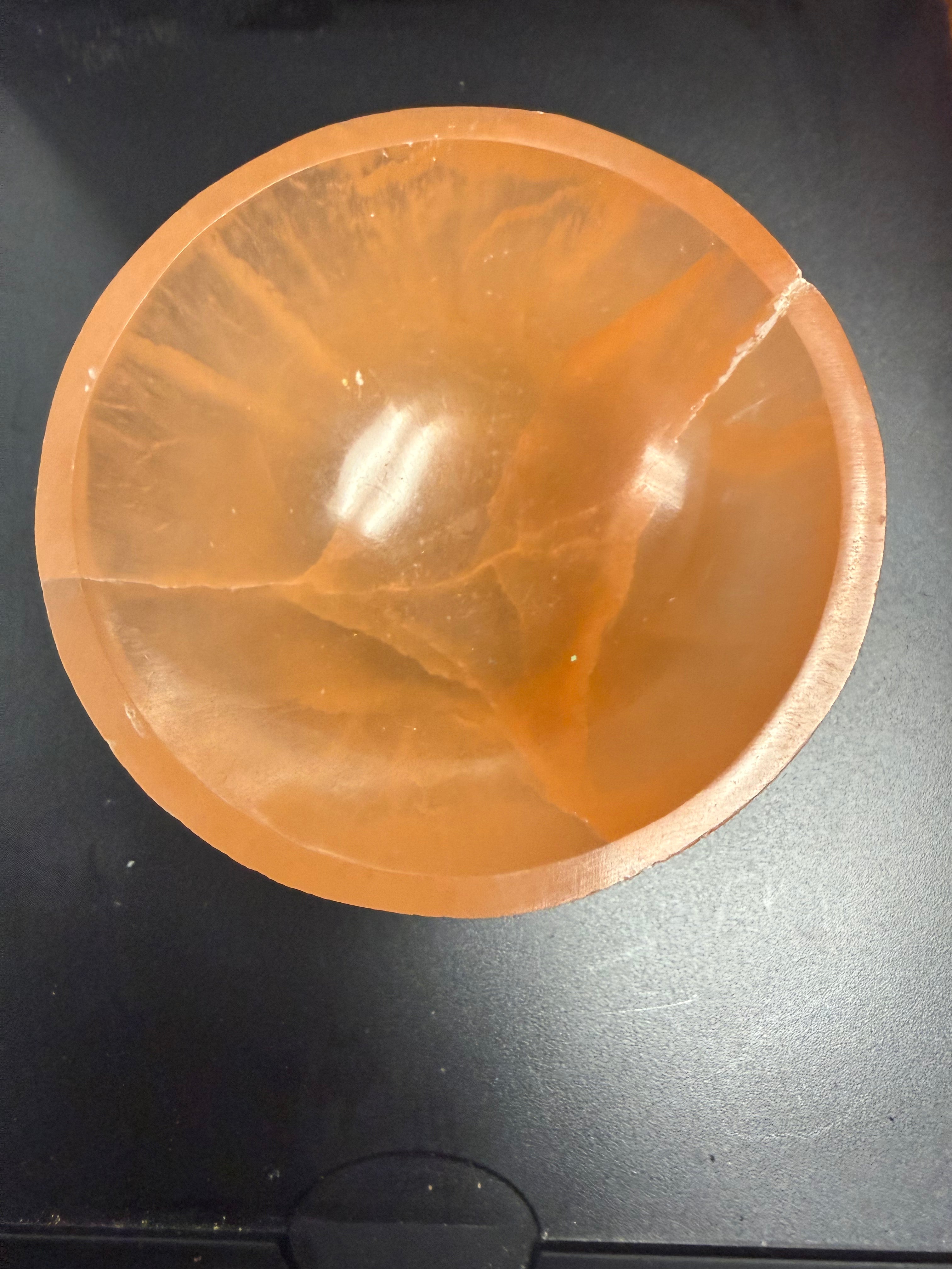 Peach Selenite Crystal Bowl