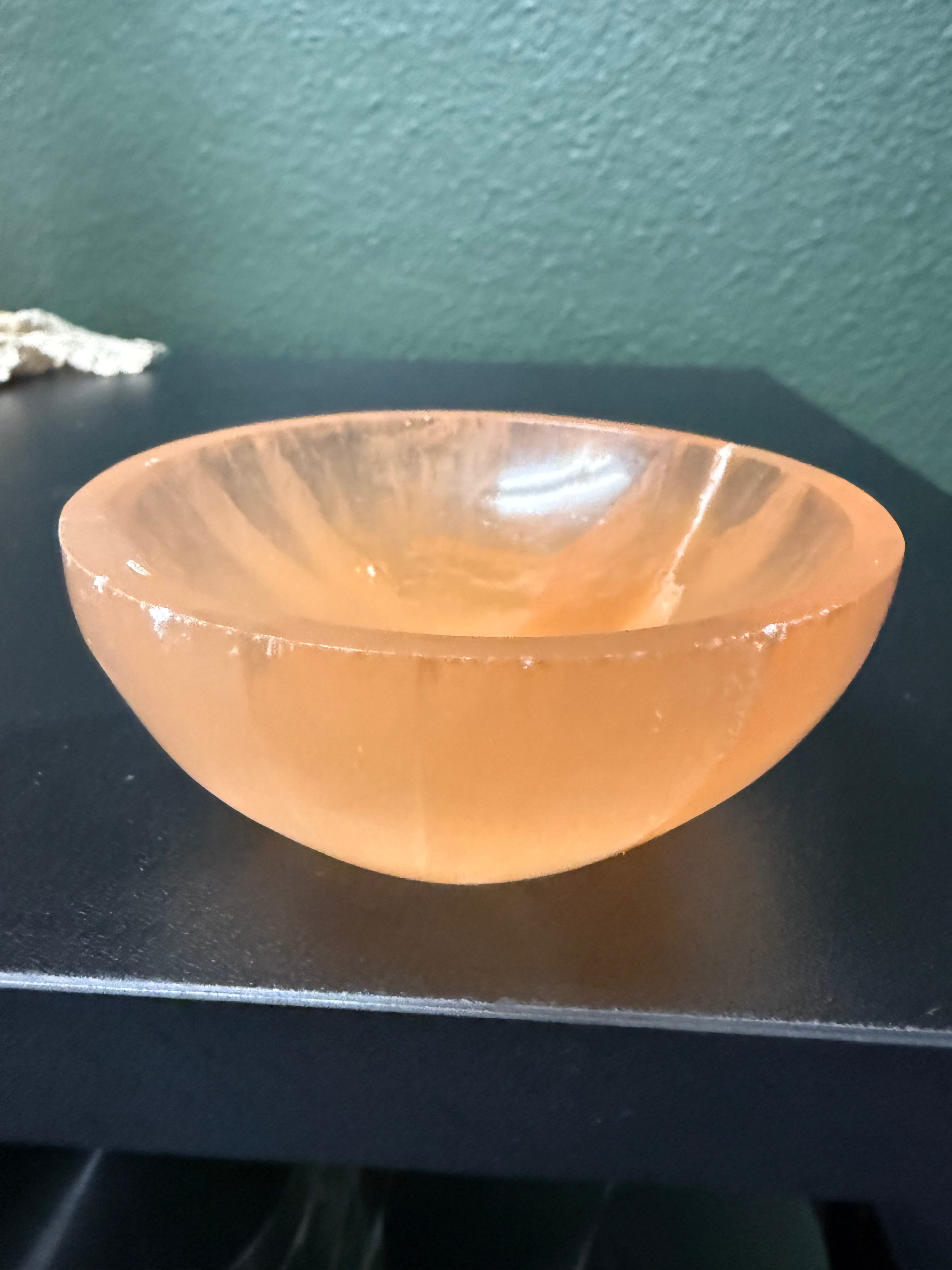Peach Selenite Crystal Bowl