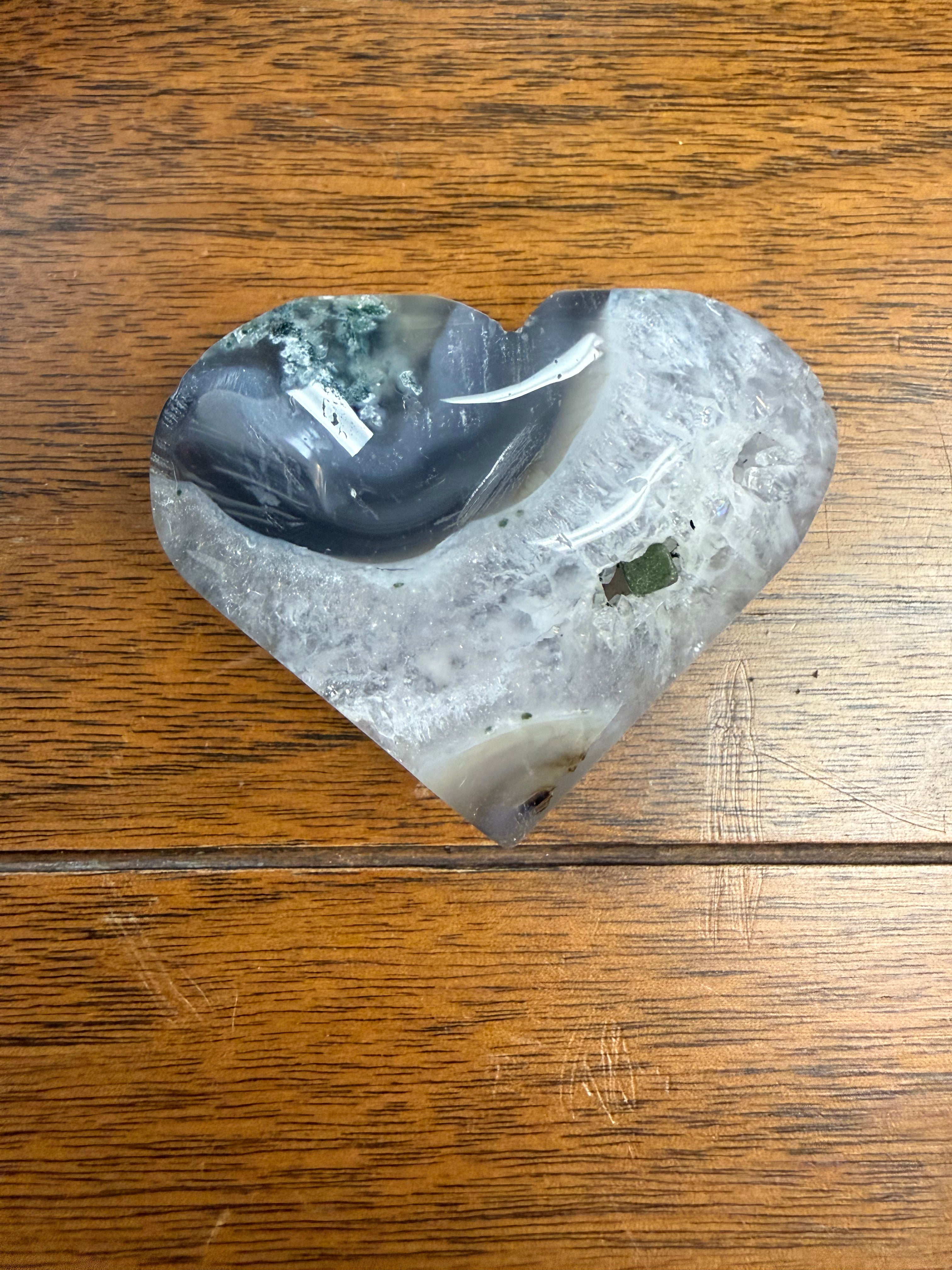 Moss Agate Heart-Shaped Crystal
