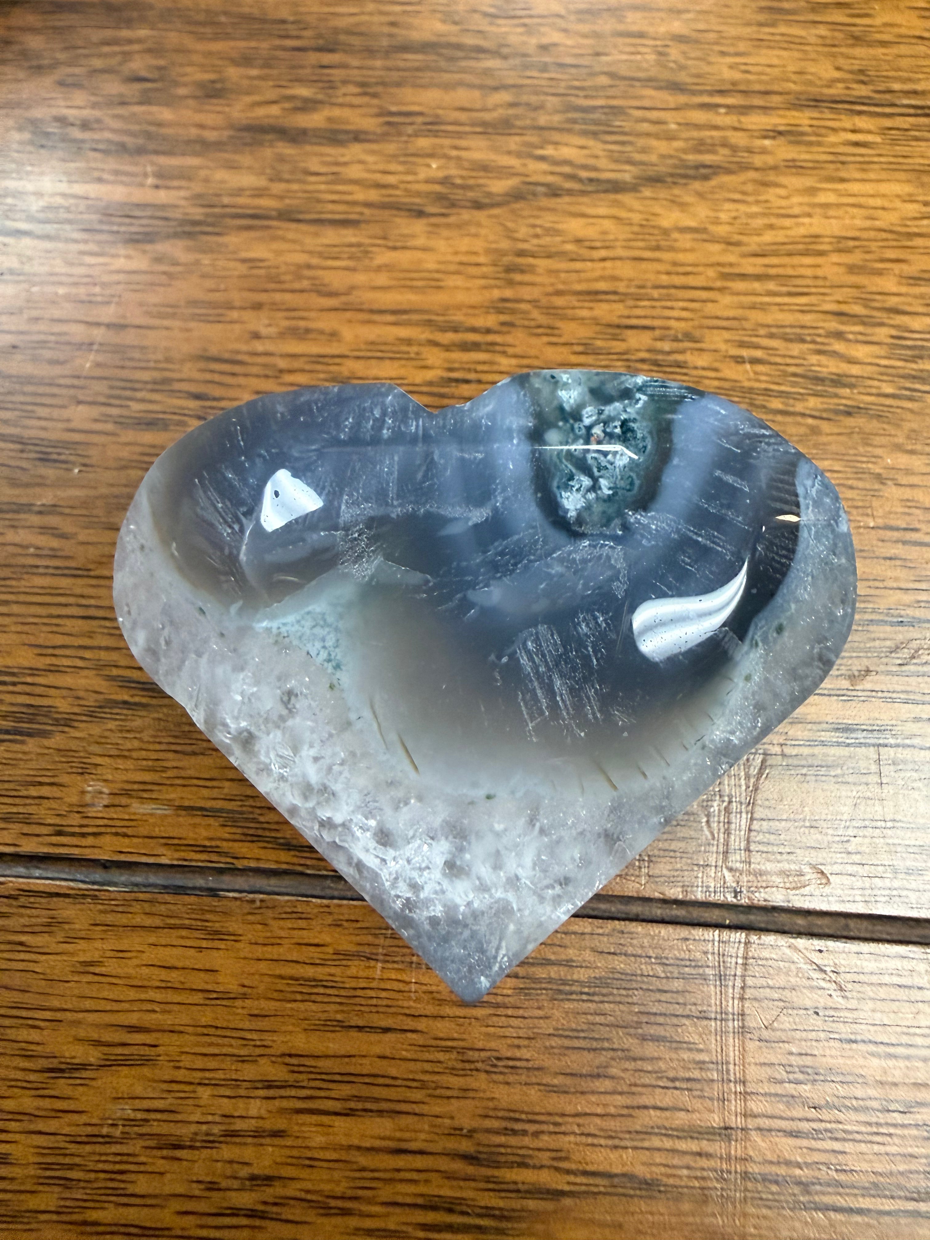 Moss Agate Heart-Shaped Crystal