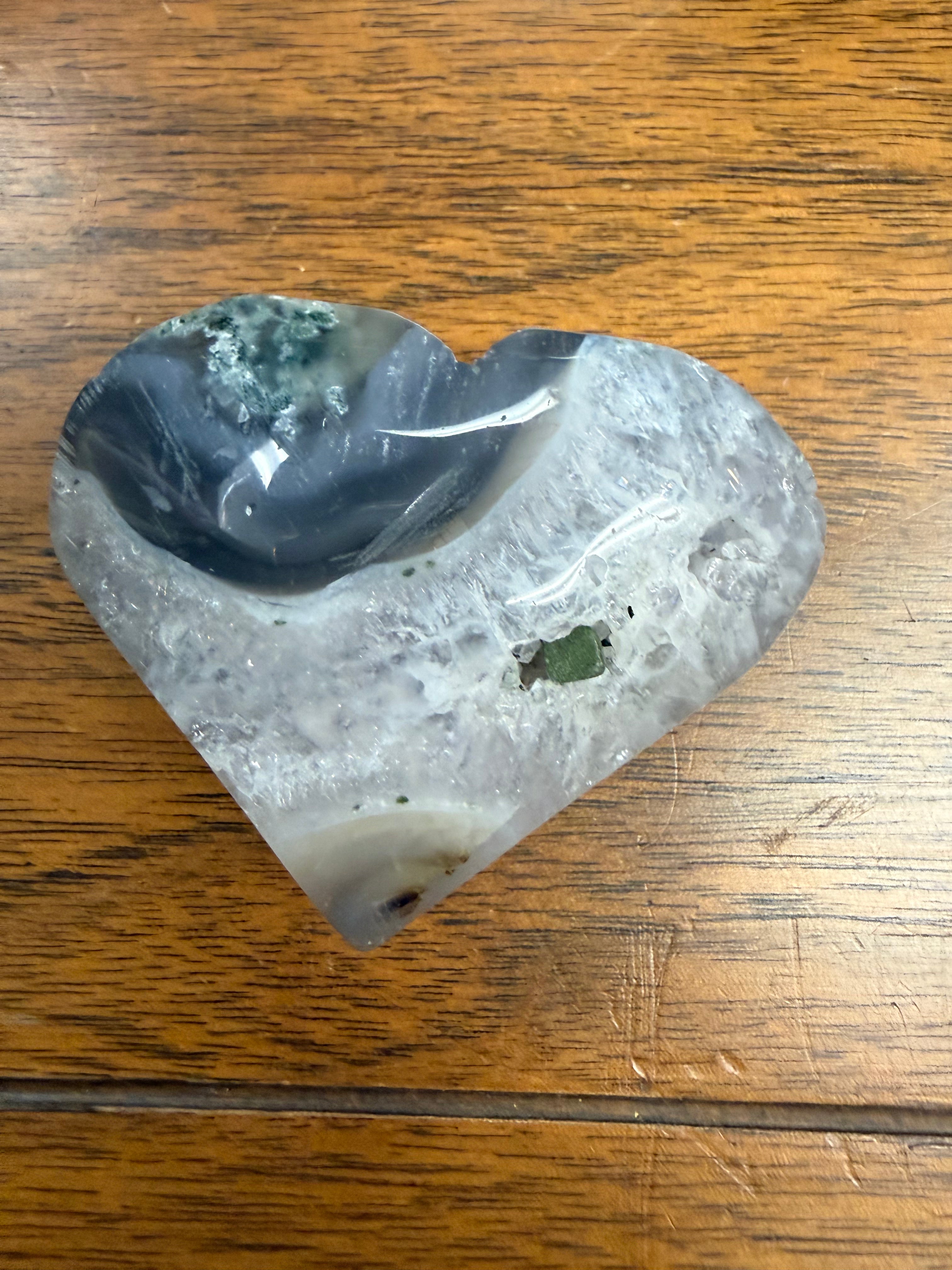 Moss Agate Heart-Shaped Crystal