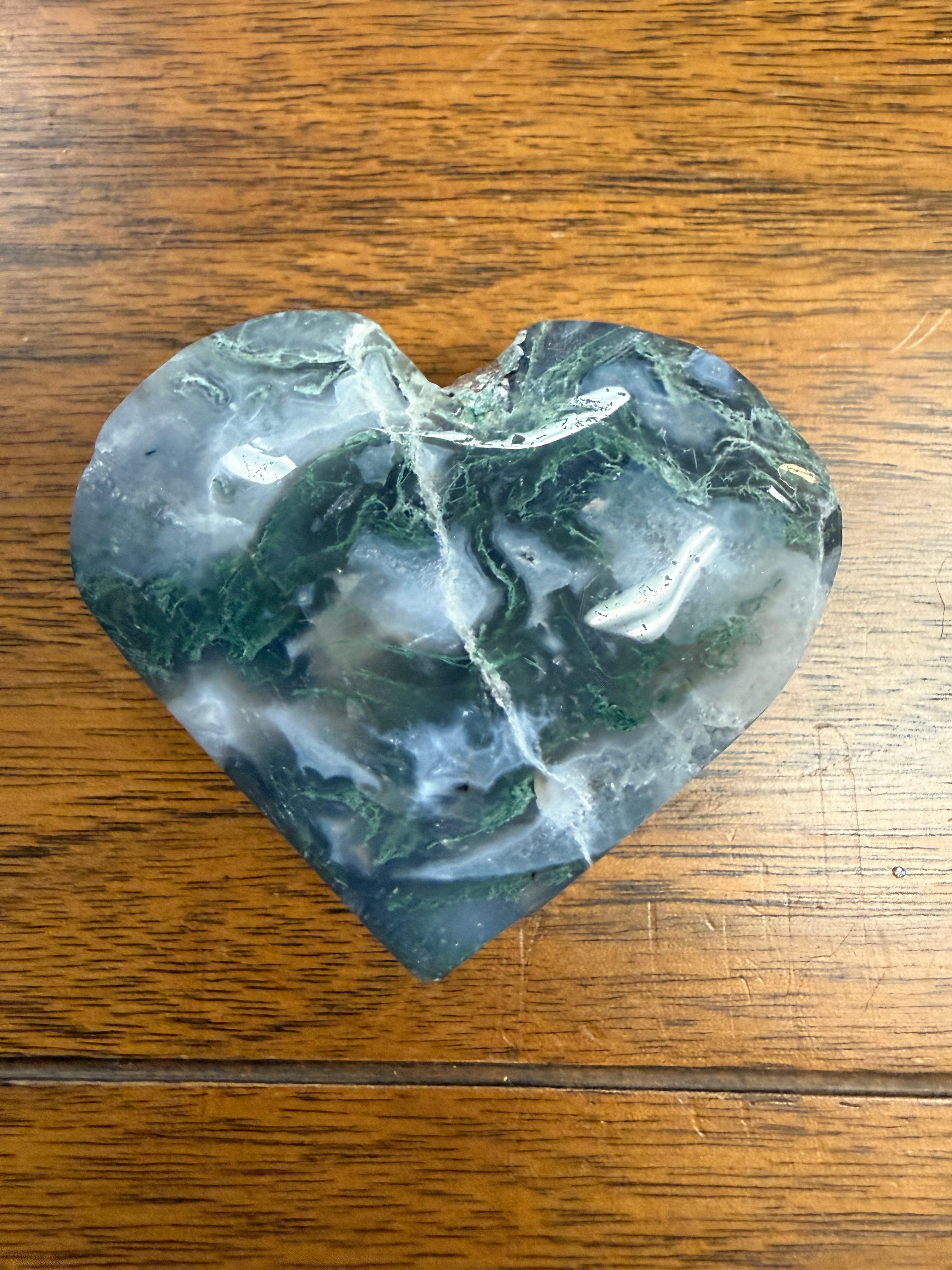 Moss Agate Heart-Shaped Crystal