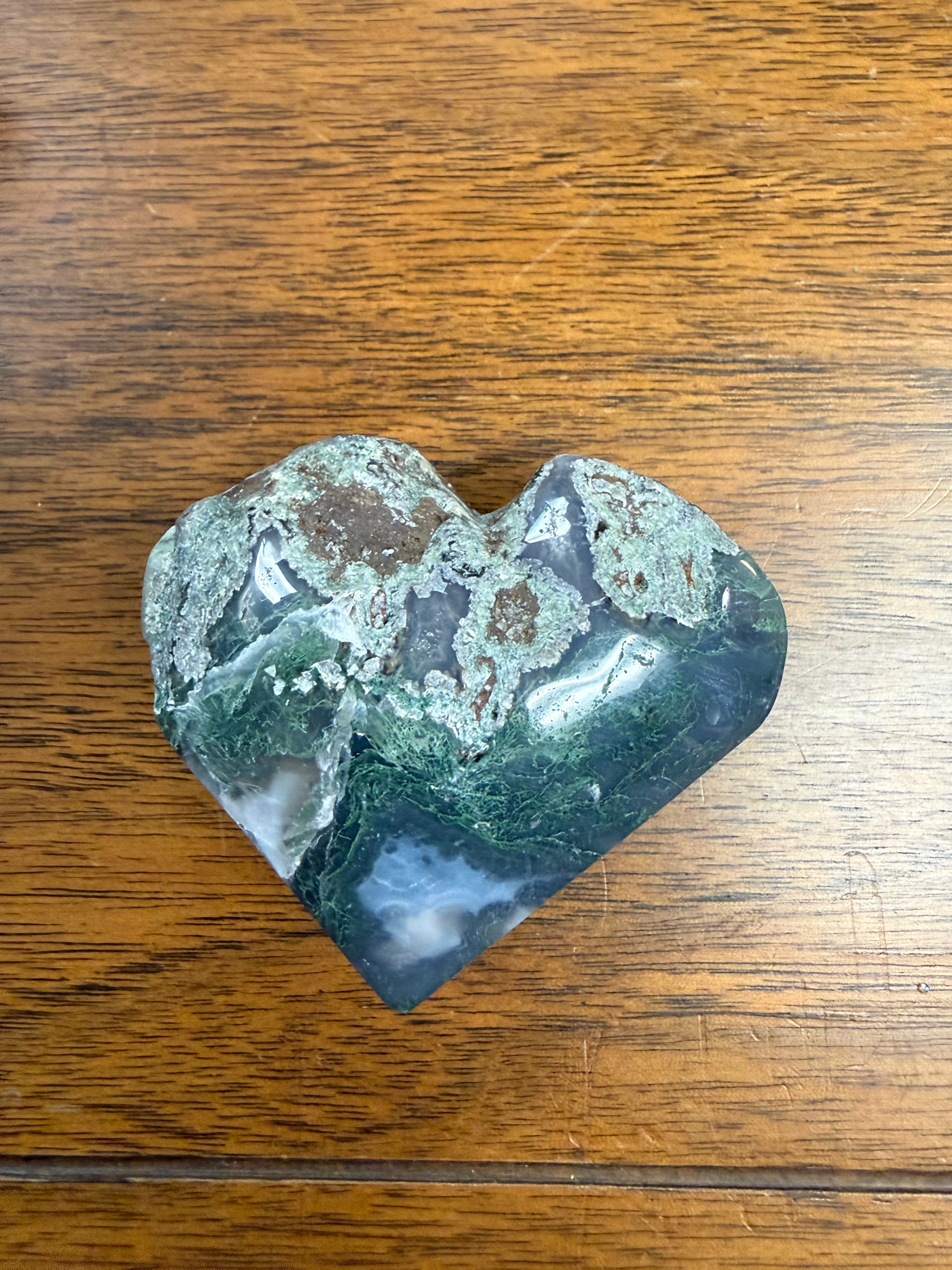 Moss Agate Heart-Shaped Crystal