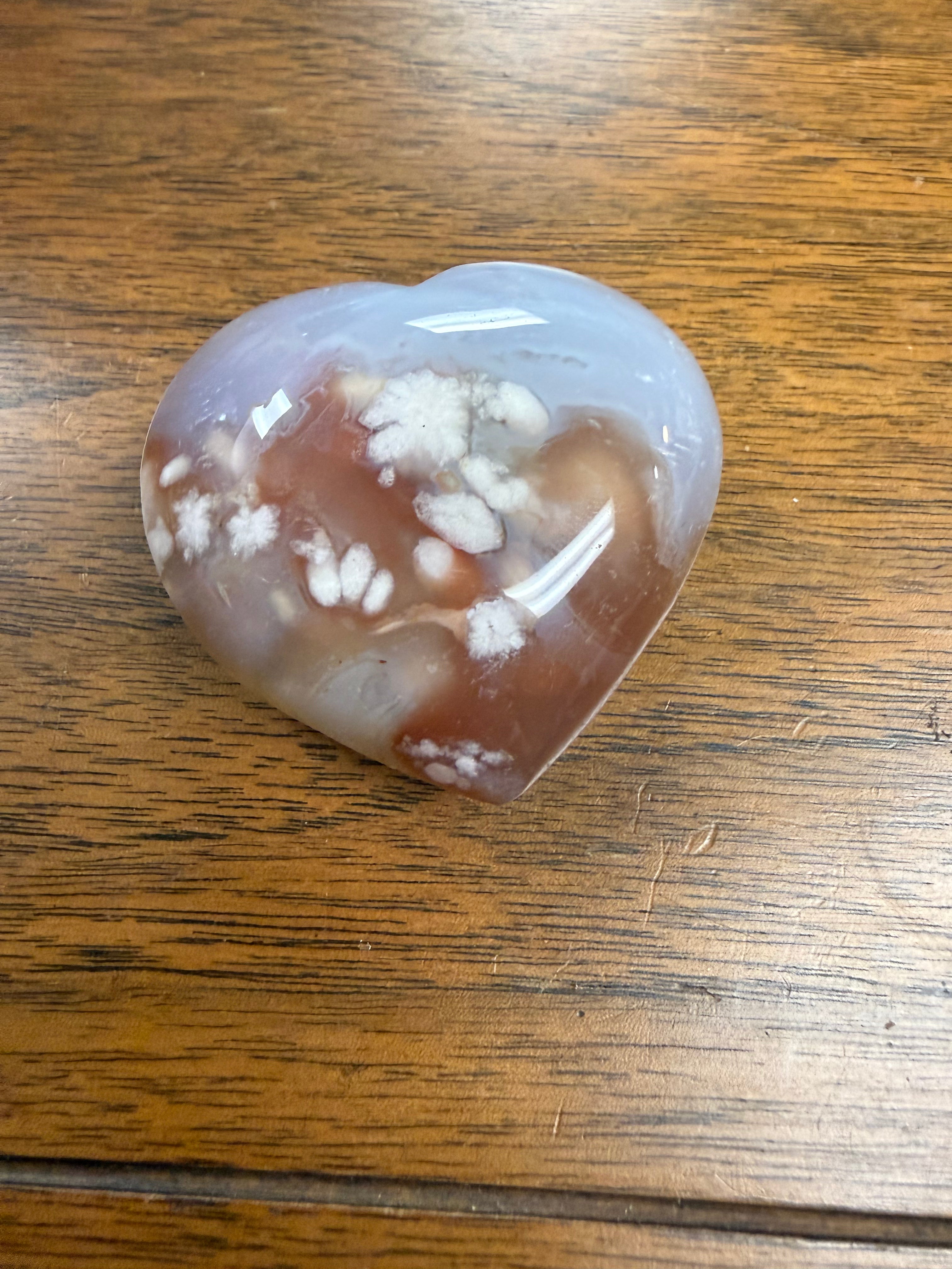 Flower Agate Heart-Shaped Crystal