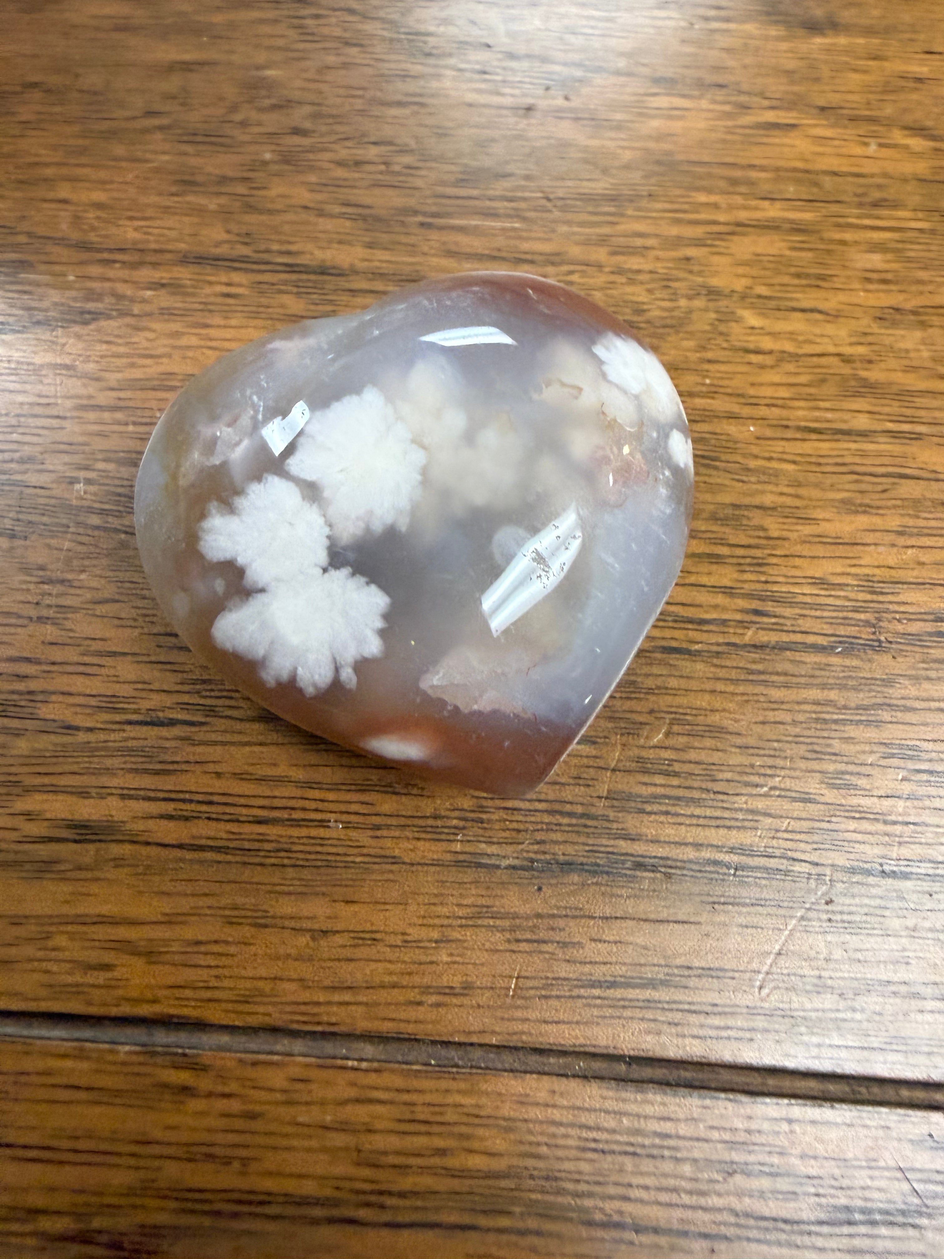 Flower Agate Heart-Shaped Crystal